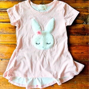 Pink Striped Fluffy Bunny Shirt 🐰